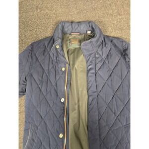 Scotch & Soda Mens Quilted Jacket Navy Blue Diamond Pattern Full Zip Size Medium